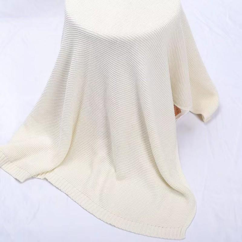 Personalized Embroidered Name Cotton Knit Stroller Blanket Baby Nap Soft Throw Sofa Bed