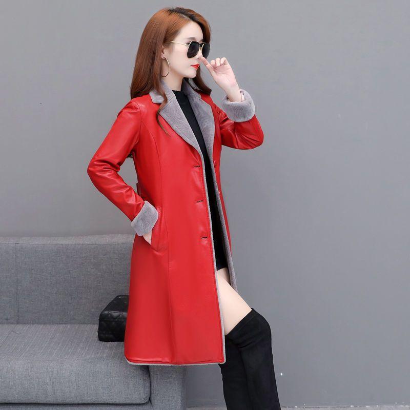 Утолщенное пальто из овечьего меха, женское осенне-зимнее пальто средней длины, тонкая ветровка из искусственного меха, женская прилив