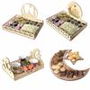 Wooden Artistic Eid Mubarak Party Serving Tableware Tray Display Wood Decoration
