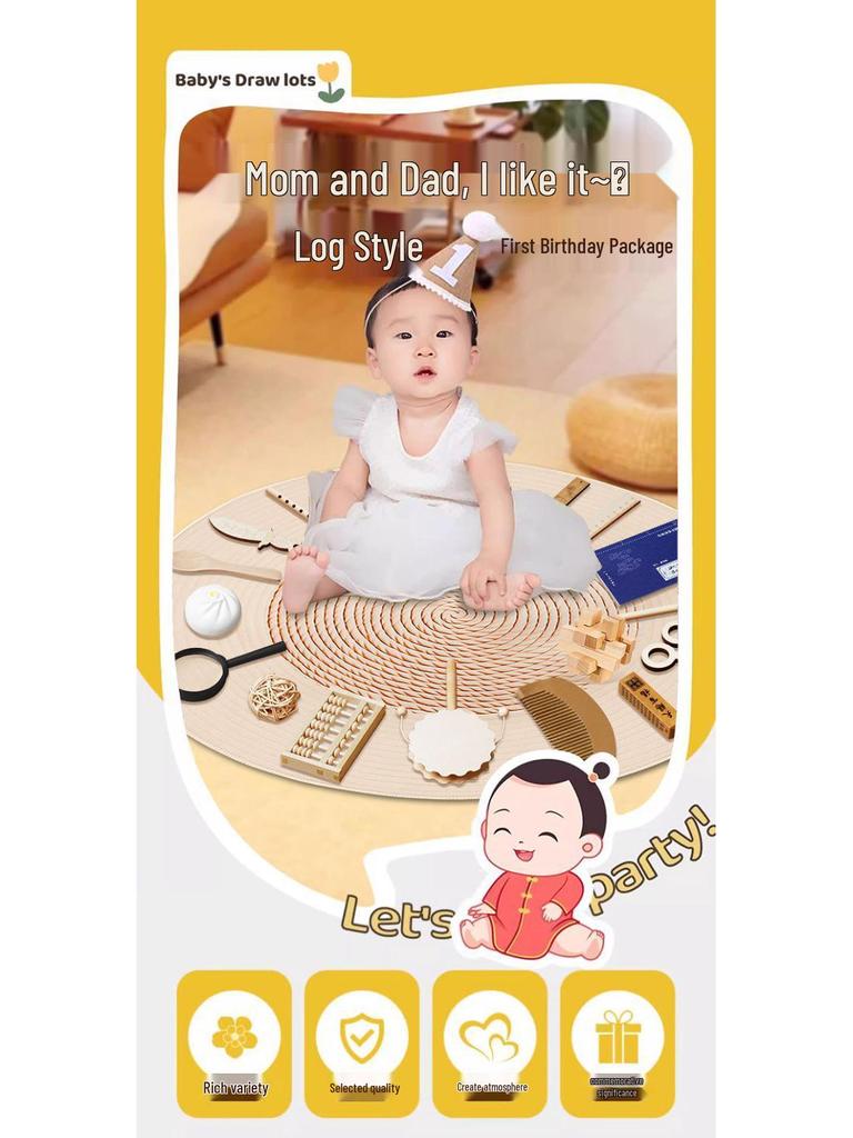 Solid Wood First Birthday Set for Boys & Girls: Complete Decoration Props