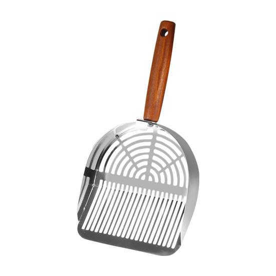 Совок для кошачьего туалета из нержавеющей стали, просеивающая лопатка с длинной ручкой, совок для уборки отходов домашних животных, инструмент для чистки кошачьего туалета