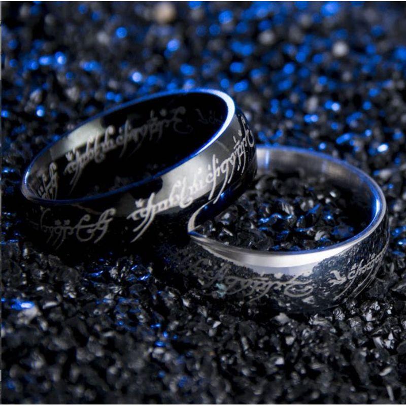 Fancy Trendy Men's Fashion Stylish Minimalist Titanium Steel Ring Men Non-Fading The Lord of the Rings Punk Fashion Ornament