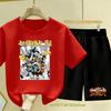 CMTXJapanese Anime "Naruto" Costume Set. Summer Breathable Children's Short-sleeved Cartoon Print Cute Top and Casual Shorts Set.