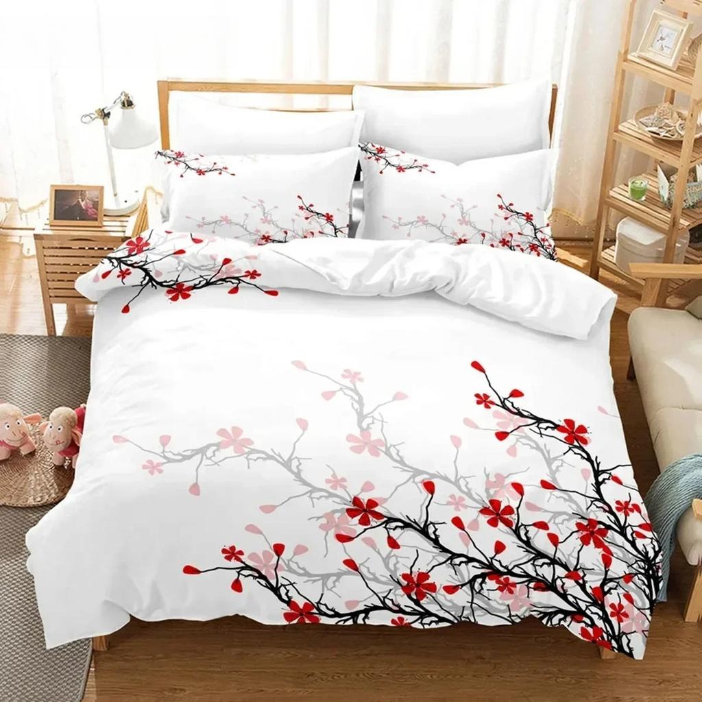 Floral Duvet Cover Sets Double Bed Scenic Quilt Cover Single Bed Queen Bedding Set With Pillowcase Polyester