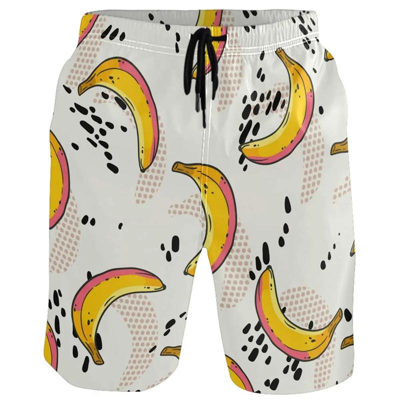 Funny Fruit Banana Design Graphic Beach Shorts Hip Hop Cock Animal 3D Printed Short Pants Vacation Surfing Men Swimming Trunks