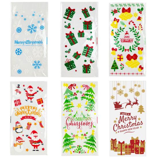 50 шт. Рождественские пакеты для выпечки, прозрачные, с мультяшной печатью, для упаковки печенья, с рождественским принтом, пакеты для хлеба для пекарни