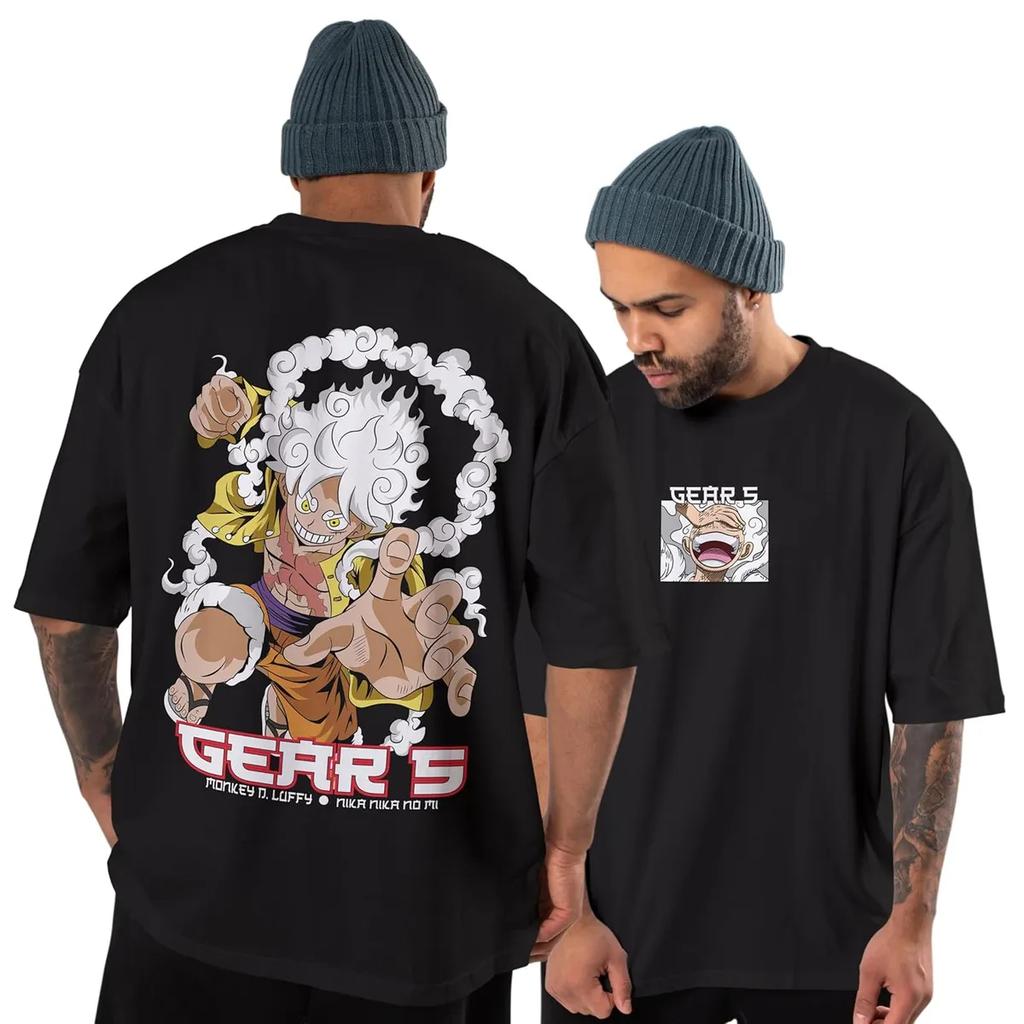 Футболка Муген Д. Луффи из One Piece Мужская Аниме Gear 5 Ника Графическая Футболка Японская Манга Уличная Одежда Короткий Рукав Оверсайз Топ