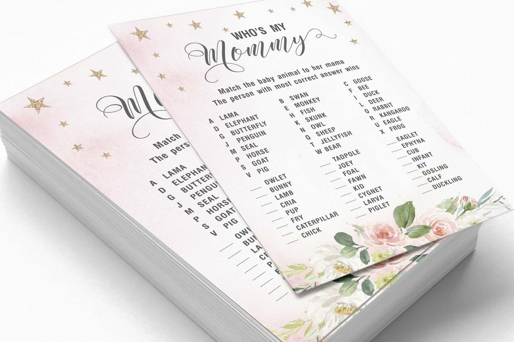 Inkdotpot Gender Reveal Floral Baby Shower Game Set Of 50 BabyA  AlphabetA  ABCA  Game Ita    s A Boy Ita    s A Girl Party