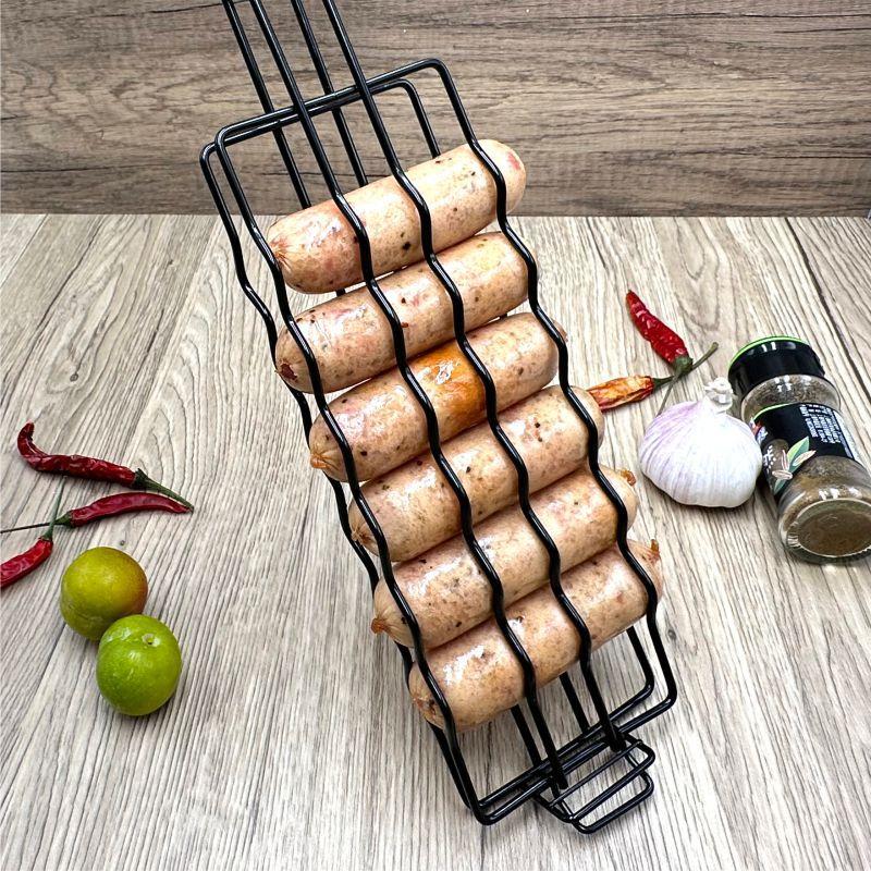 Щипцы для гриля с деревянной ручкой, антипригарные, для хот-догов, многофункциональные, кемпинговые, зажим для барбекю для сосисок, ветчины, стойка для сосисок, решетка для гриля
