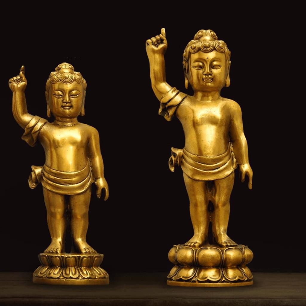 Buddha Statue, Bronze Buddha Statue, Standing Buddha Figurine, Perfect for Flower Festival, Buddhist Altar Accessories, Buddha Kanbutsu (Size: 16cm