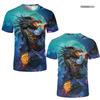 Blue Dragon 3D Print Men's T Shirt O Neck Short Sleeve Animal Funny Graphic Streetwear Summer Loose Male Oversized Tops Tees