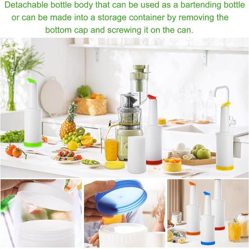 3/6 pcs Assorted Juice Pourers Fruit Juice Pour Bottles 34 oz Plastic Liquor Barware for Cocktail Bartending Store and Pour 7