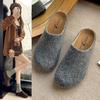 Thick-soled 4.5CM~ Retro Woolen Bag Head Birken Shoes, Single-sided Fluffy Half Slippers, Soft-soled Pinecones, Lazy Boken Shoes