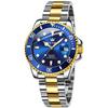 OLEVS Blue Mechanical Stainless Present Men's Watch, Automatic/Hand-Wound, Waterproof, Luminous, Date, Steel,