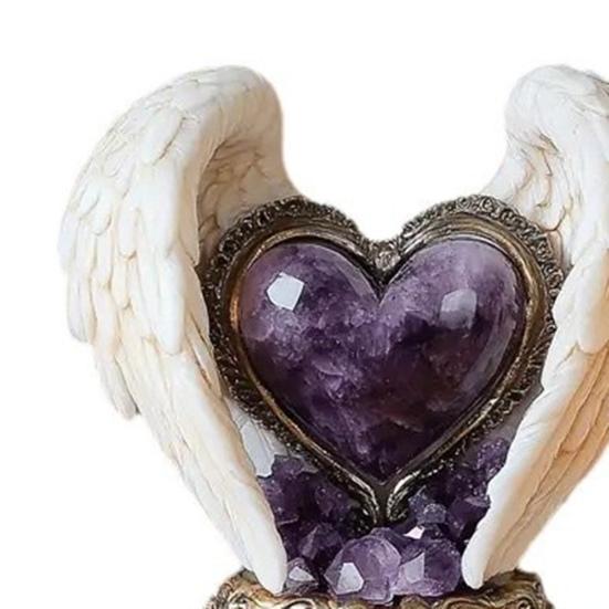Angel Wings Heart Ornament 2D Acrylic Winged Heart Table Decor Sign Love