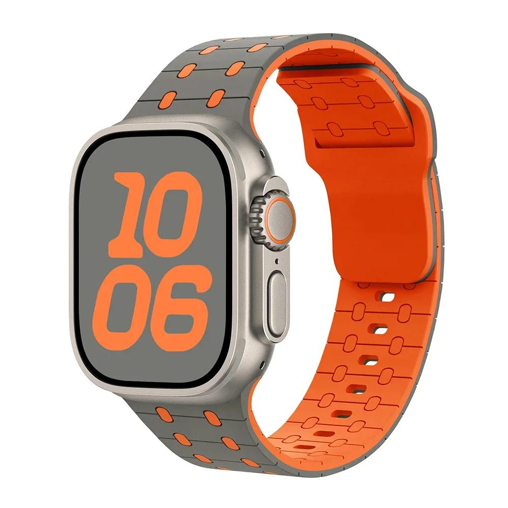 Магнитный силиконовый браслет для Apple Watch ultra 2 ремешок 49 мм 45 мм 44 мм 40 мм 42 мм 46 мм 41 мм 38 мм IWatch Series 10 SE 9 8 7
