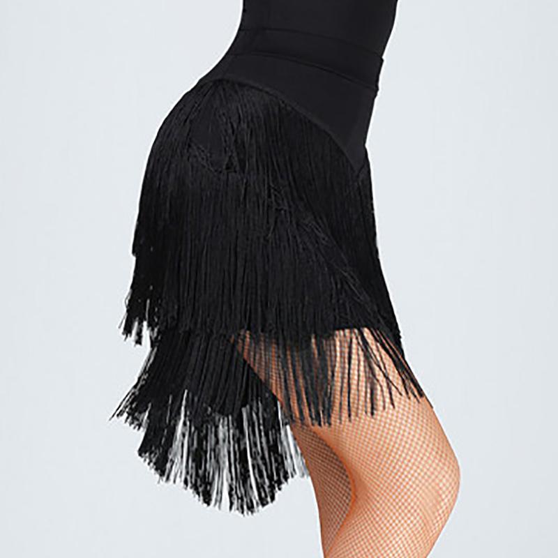 Женская юбка для латинских танцев, цельная юбка для бальных танцев, румба, самба, танцевальная одежда с кисточками для взрослых, женский тренировочный костюм чача