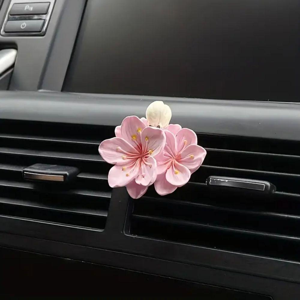 Vent Clips Car Air Freshener Peach Flower Perfume Diffuser Clip Auto Decoration