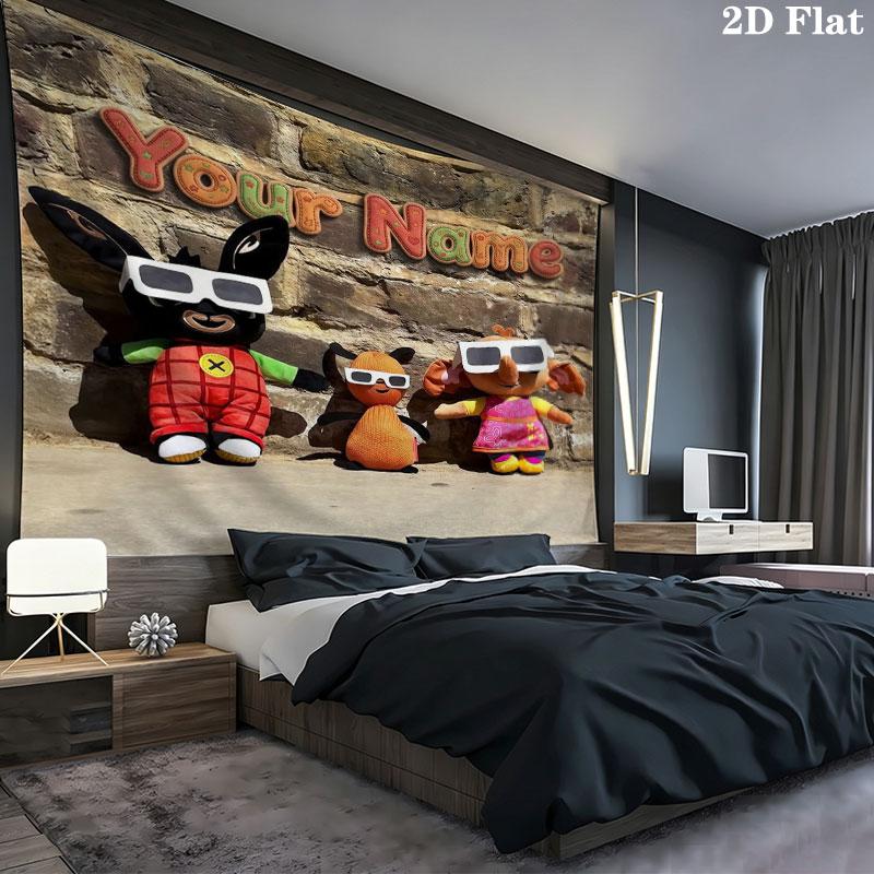 Bing Custom Name Wall Tapestry Aesthetic Wall Hanging Printed Fabric Blanket Decorative Tapestries for Bedroom Living Room Home Decor