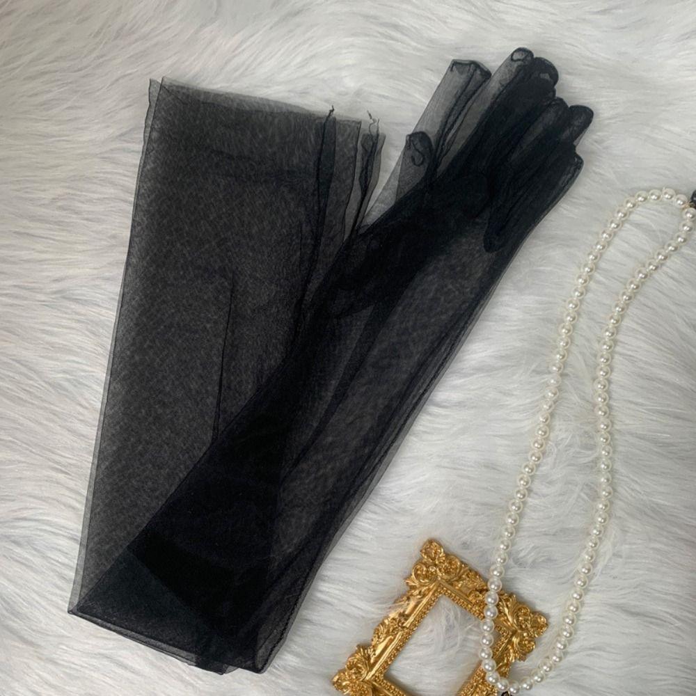 Защита от солнца Длинные прозрачные перчатки Тонкие сетчатые бесшовные варежки Длинные прозрачные перчатки для женщин