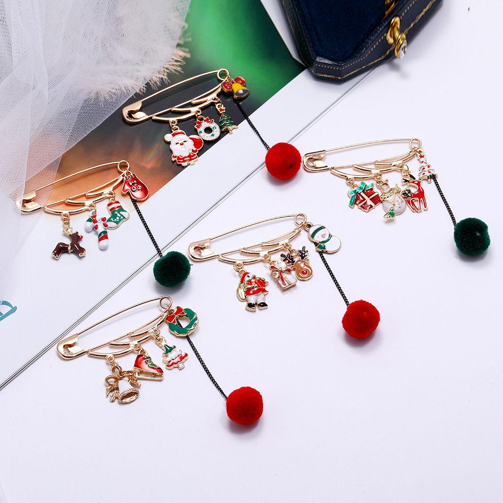 Reindeer Brooches Snowman Santa Claus Christmas Brooch Enamel Badges Xmas Pins Christmas Jewelry