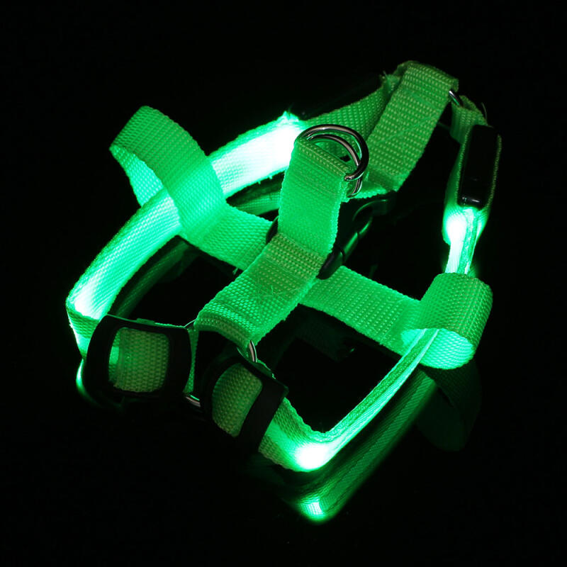 LED Dog Harness Chest Leash (S/Green)