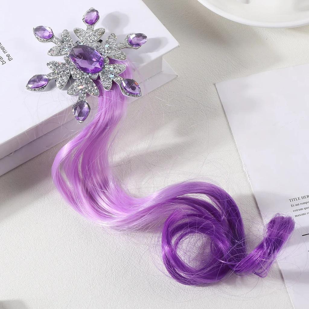 Gradient Snowflake Wig Hair Clips for Girls Lovely Princess Hairpins Anime Elsa Snowflake Hairgrip Barrettes Hair Accessories