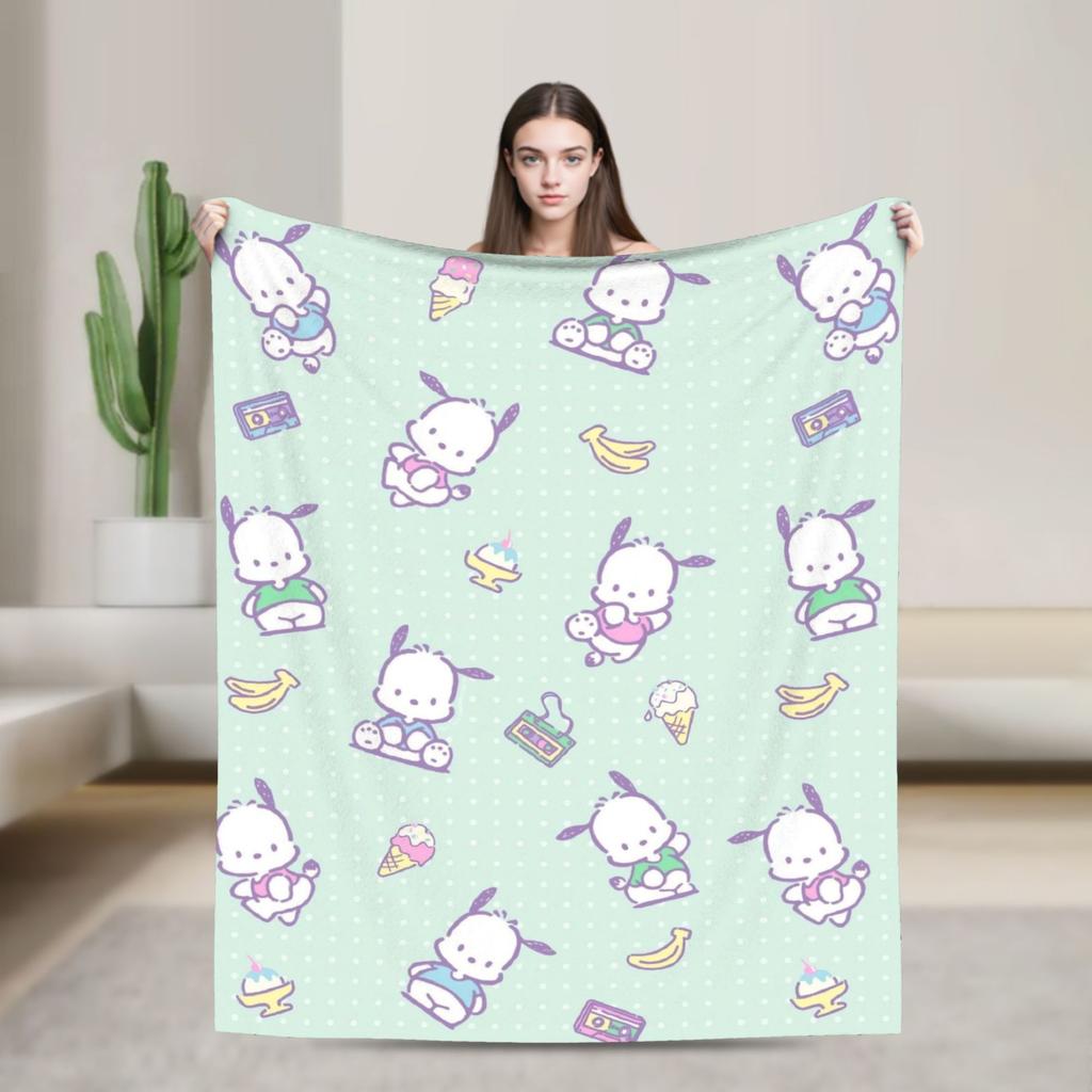 Pochacco Dog Pattern Blanket Cartoon Plush Throw Blankets Airplane Travel Printed Soft Warm Bedsprea