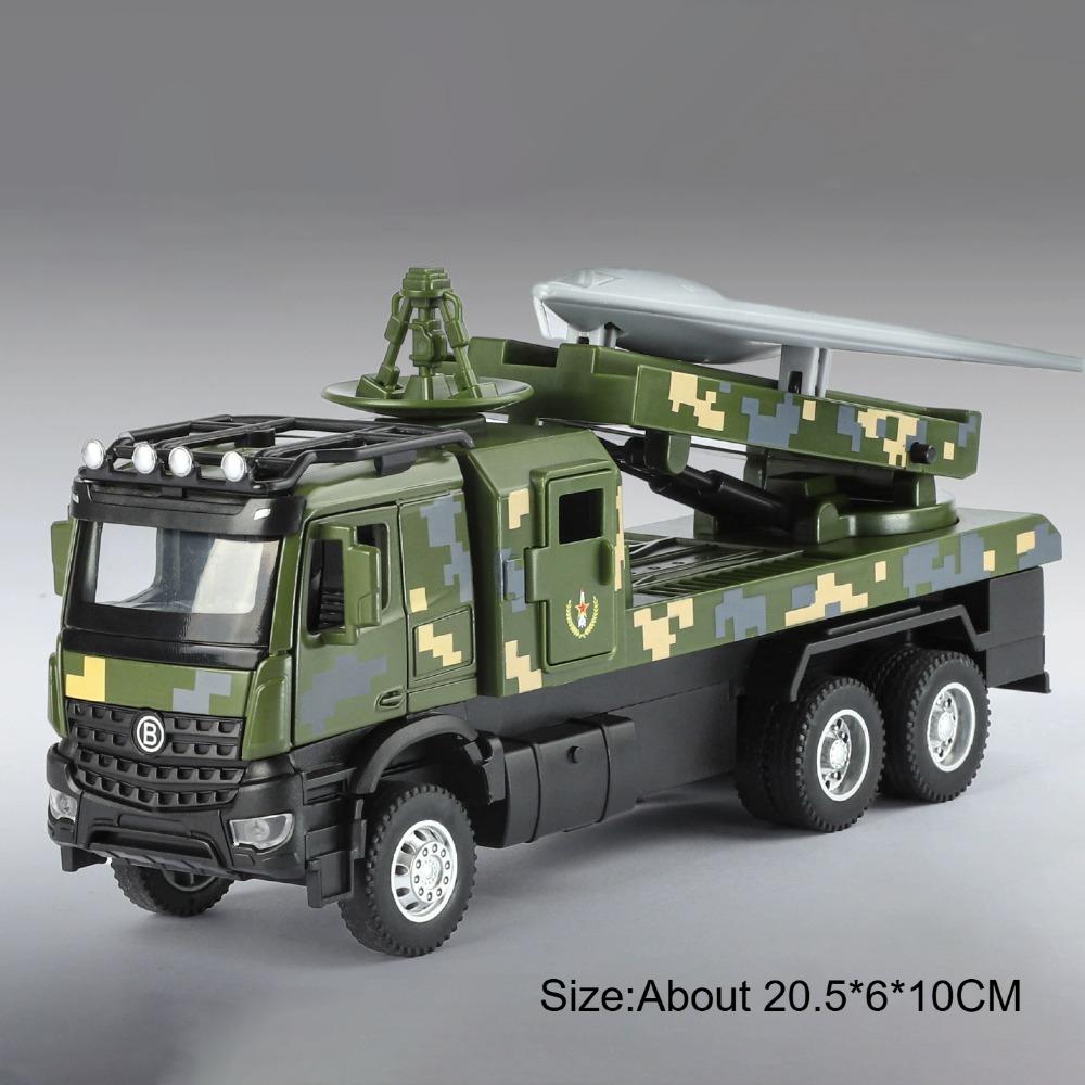 1:32 Scale Drone Launch Model Car Toy Rotatable Launch Pad  Alloy Diecast Sound Light Pull Back Military Vehicles for Kids Gifts