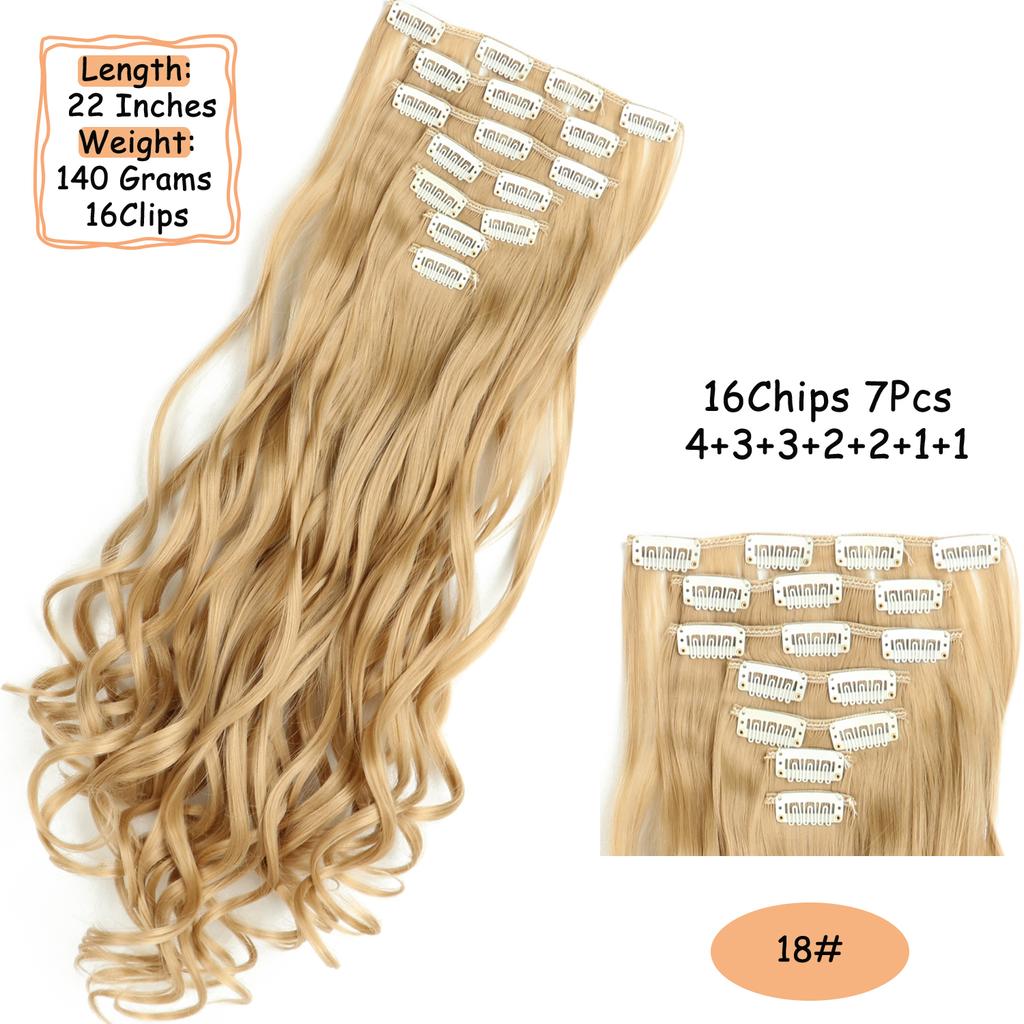 Synthetic Wavy Clip In Hair Extensions Clip In Hair Extensions For Women Full Head Thick Soft Clip In Hairpieces Daily Party