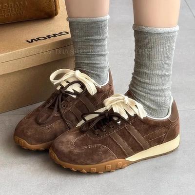 Женские кроссовки для ходьбы на открытом воздухе, молодежные, для девушек и студентов, новые, замшевые, кожаные, ретро-кроссовки, женская обувь на плоской подошве, повседневные кроссовки