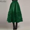 ZANZEA Женские винтажные однотонные многослойные юбки