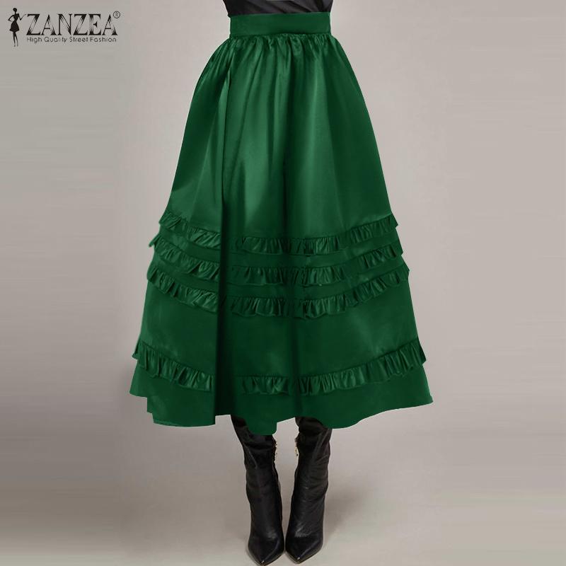 ZANZEA Женские винтажные однотонные многослойные юбки