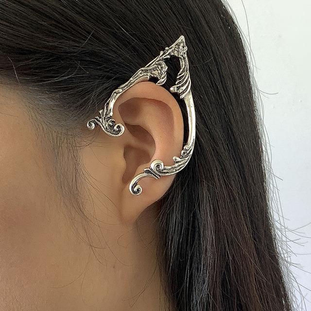 Готические серьги-клипсы в виде дракона для женщин и мужчин, винтажные серьги-клипсы в стиле панк, эльфийские серьги-каффы, трендовые модные украшения