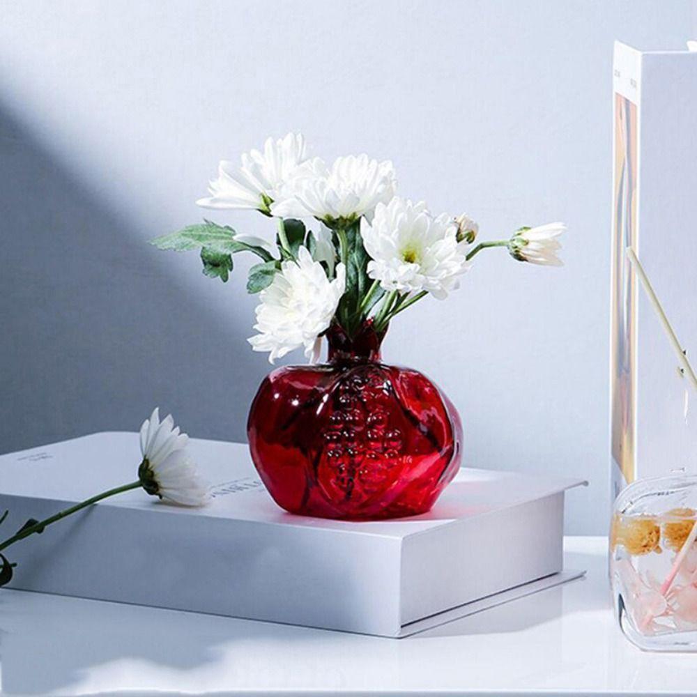 Прозрачная гранатовая стеклянная ваза Красная фруктовая ваза Креативная гидропонная ваза для цветов Настольная
