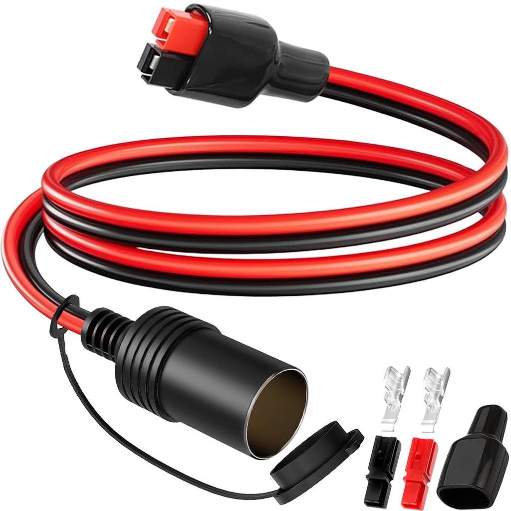 Xiatiaosann Cigarette Lighter Socket Female to 45A Connector Cable, 12AWG Solar Panel Connector to