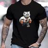 Construction Worker Cat Graphic Print T-Shirt Breathable Cool, Comfortable Wear,Daily Casua