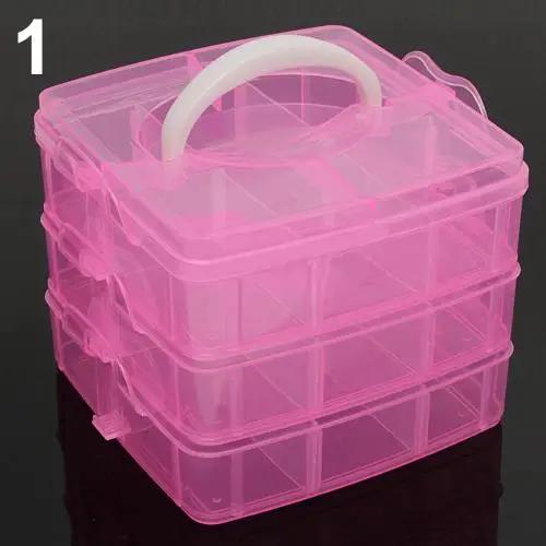 3 Layers 18 Compartments Clear Storage Box Container Jewelry Bead Organizer Case Rangement Cajas Organizadoras Plastic Box