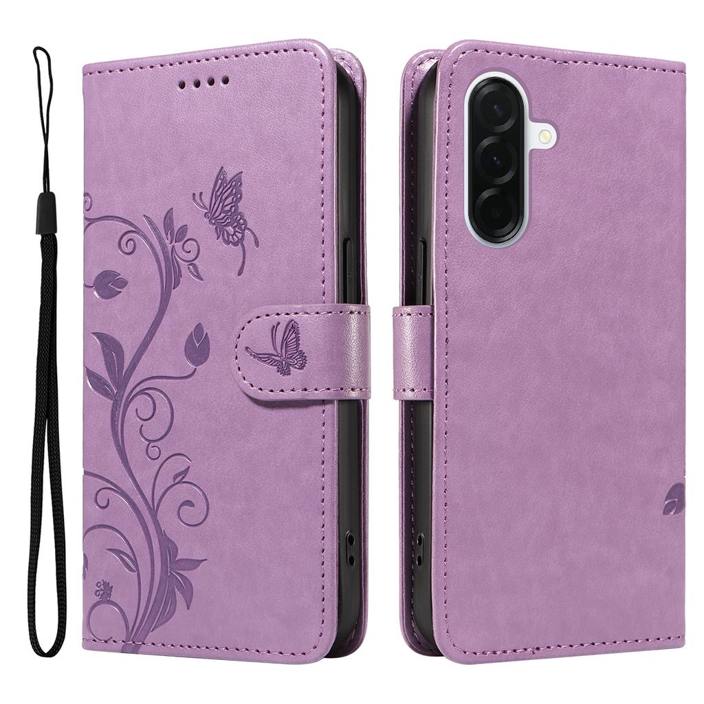 For Samsung Galaxy A37 5G PU Leather Cases Flower Pattern Wallet Stand Phone Cover with Strap