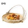 Blooming Bouquet Bamboo Picnic Food Serving Basket Anti Flies Insect Net Cover Bread Fruit Tray