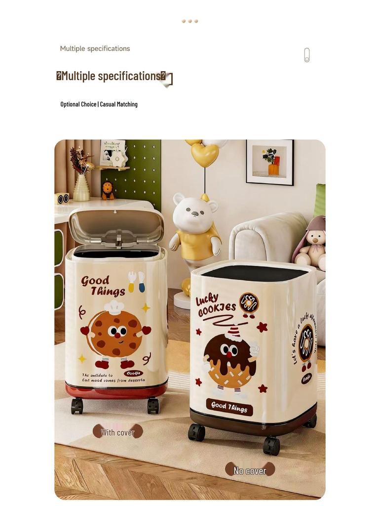 Wheeled Flip-Top Trash Can: Large Capacity for Living Room