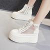 Thick-soled Little White Shoes Women's New Summer Hollow Mesh High-top Casual Shoes Muffin Versatile Inner Height-increasing Women's Shoes