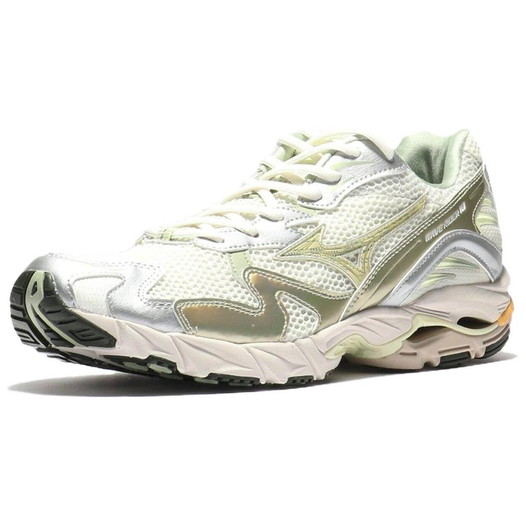 Mizuno Wave Rider 10 Спортивная мода Нескользящие Низкие Кроссовки Женские кроссовки Белый Серебристый D1GA243106