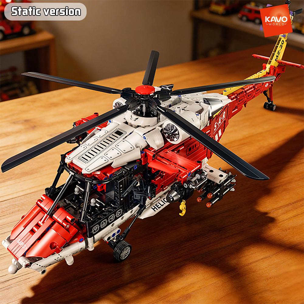 1528PCS High Simulation Coast Rescue Helicopter Building Bricks DIY Puzzle Aircraft Model Birthday Gifts for Children