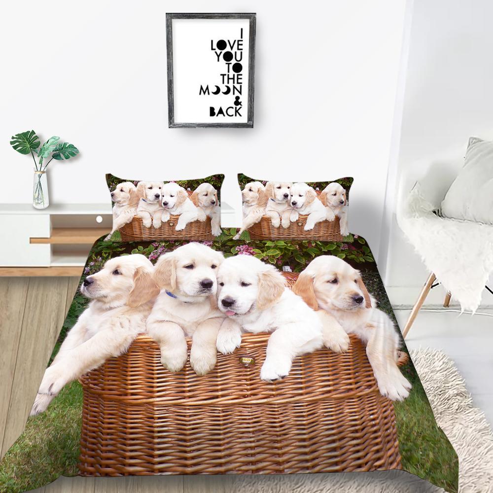 Пододеяльник для домашних животных с 3D принтом собак, комплект постельного белья, креативный домашний текстиль, покрывала из микрофибры для мужчин и женщин, покрывала King Size