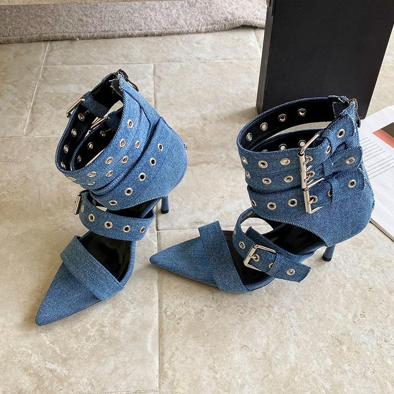 Fashion Fashion Open Toe Modern Women Ankle Boots With Thin Heels Shoes Female Ankle Buckle Footwear Ladies Heeled Sandals Booties Shoes
