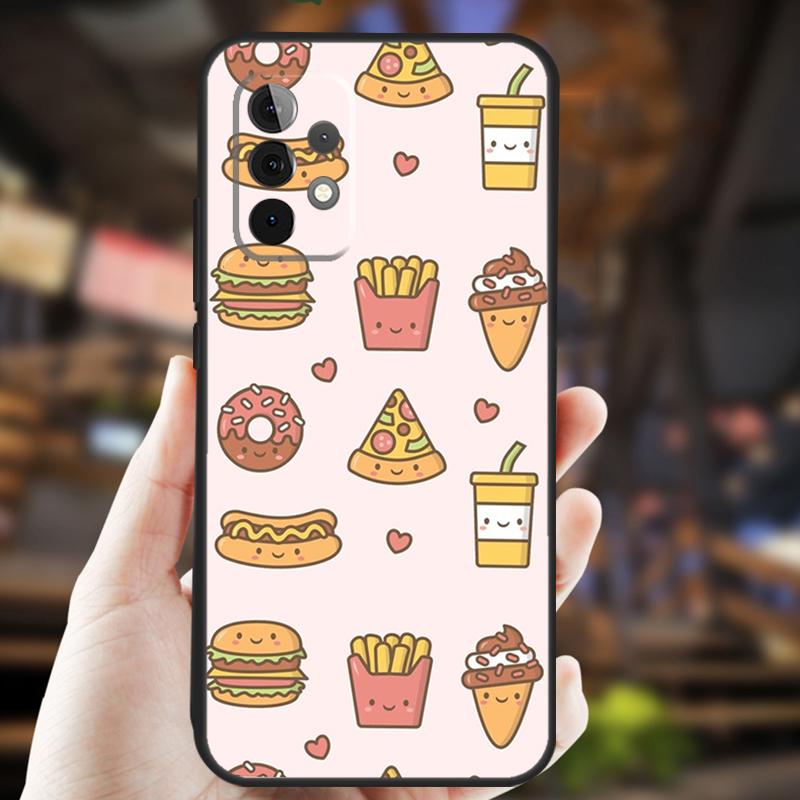 Кейс для бургера, пиццы, картошки фри для Samsung Galaxy A15 A35 A55 A53 A33 A13 A36 A56 A26 A16 A22 A32 A52 A54 A34 A05 A06