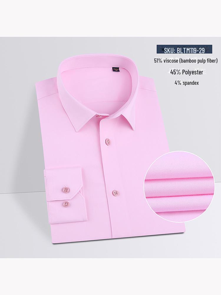 Мужская рубашка больших размеров с длинным рукавом из бамбукового волокна — дышащая и драпированная, для весны и осени