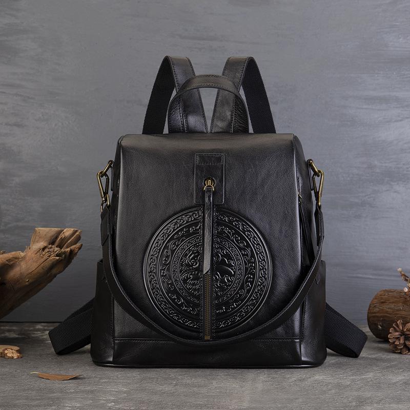 Винтажный рюкзак Totem из натуральной кожи ручной работы, большой емкости, противоугонный рюкзак из коровьей кожи, женская сумка через плечо