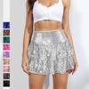 Новая юбка Spice Girl с бисером, женская осенняя сексуальная короткая юбка с пайетками, однотонная плиссированная юбка